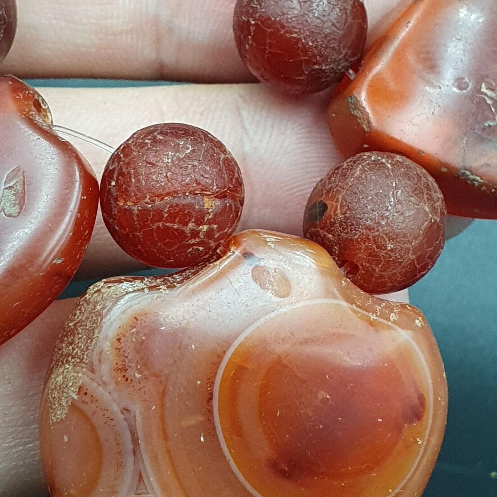 Antique Ancient Lot 3 Agate Pendent Old Himalayan Tibetan African AGATE Bead