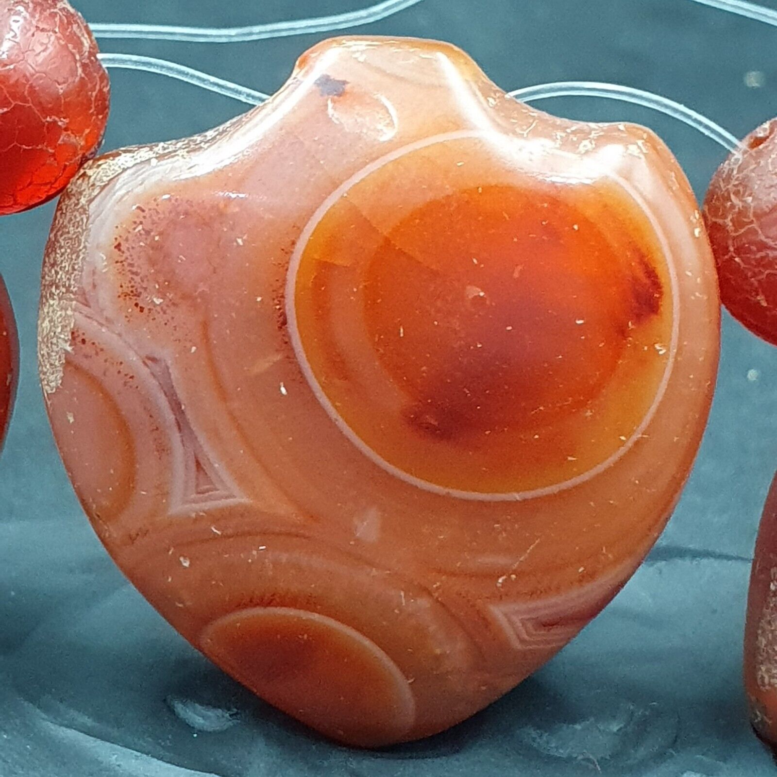 Antique Ancient Lot 3 Agate Pendent Old Himalayan Tibetan African AGATE Bead