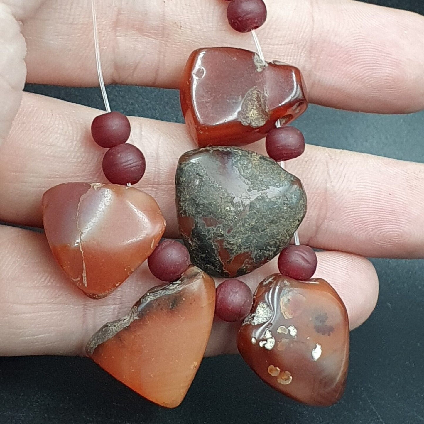 古董古代批次 5 瑪瑙吊墜老喜馬拉雅西藏非洲瑪瑙珠
