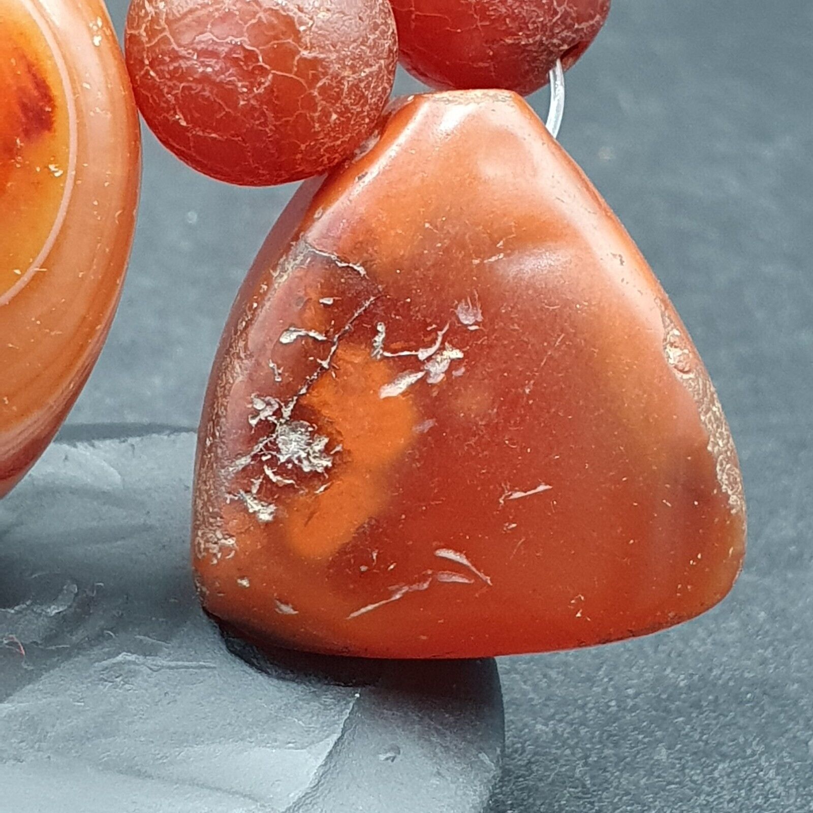 Antique Ancient Lot 3 Agate Pendent Old Himalayan Tibetan African AGATE Bead