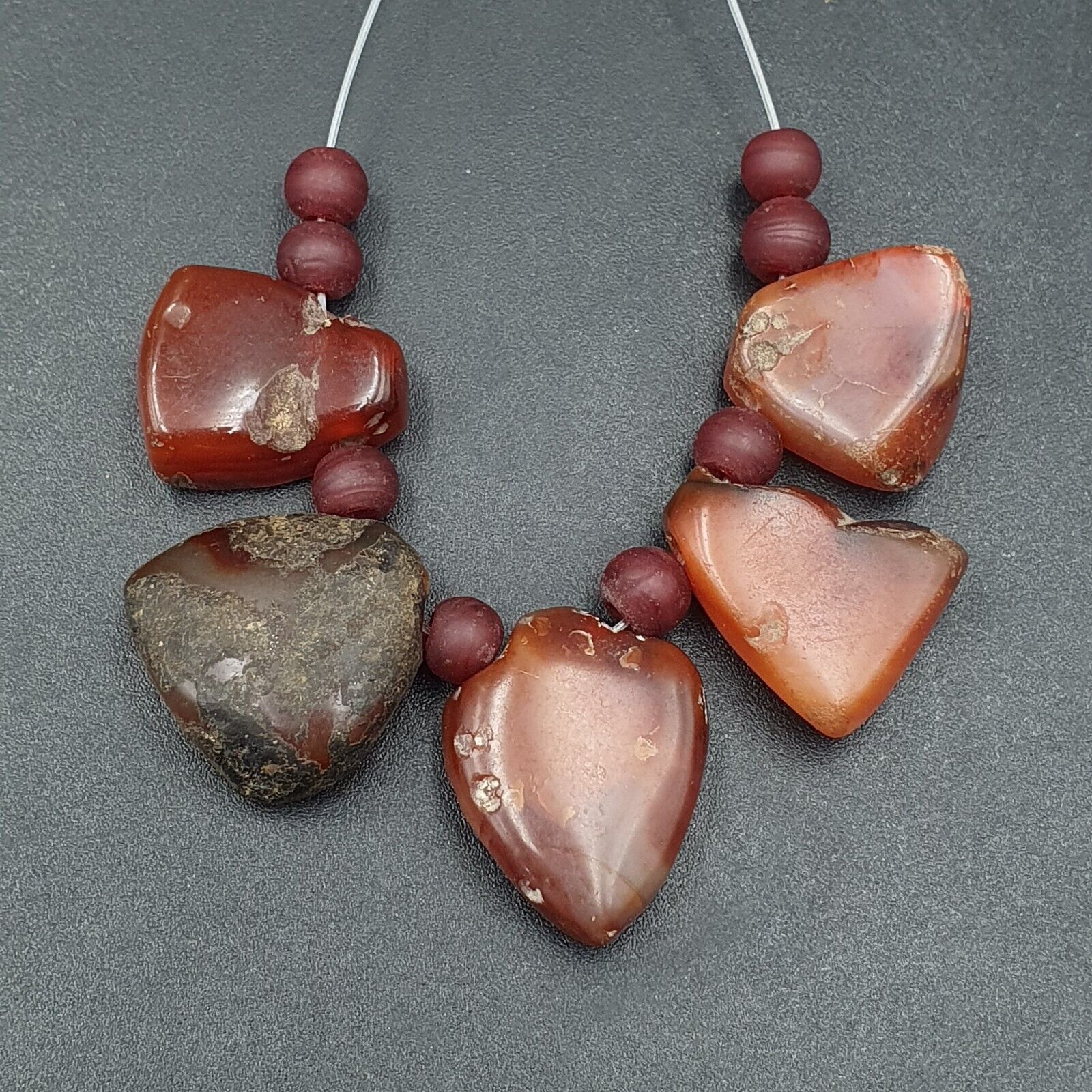 Antique Ancient Lot 5 Agate Pendent Old Himalayan Tibetan African AGATE Bead