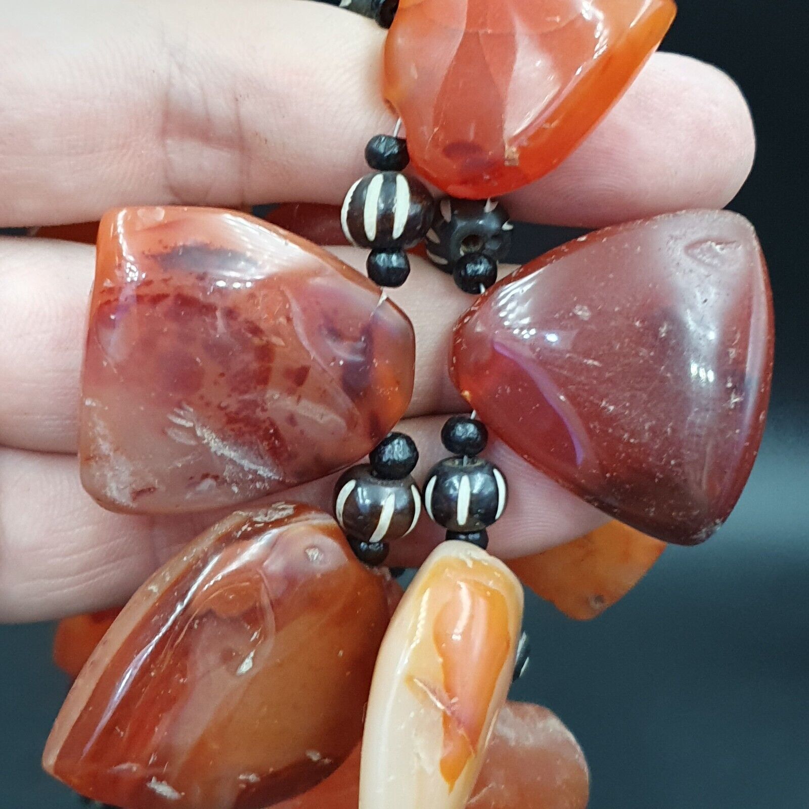 Antique 17 Agate pendants African Carnelian Beads Amulet Pendant Necklace