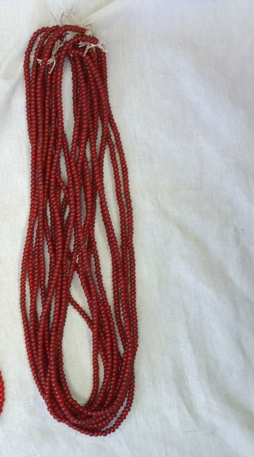 4,5 mm 5 Stränge Lot antike venezianische ROT-weiße Herz-Handelsperlen 24" langer Strang