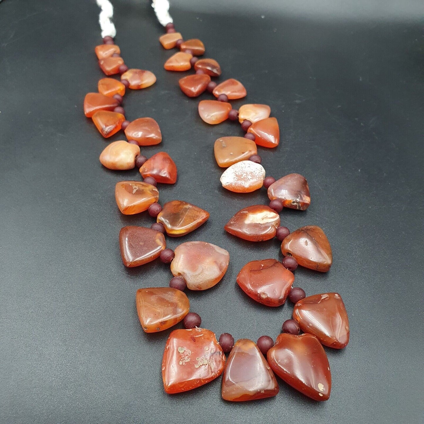 Antike 33 Achat-Anhänger, afrikanische Karneol-Perlen, Amulett-Anhänger-Halskette
