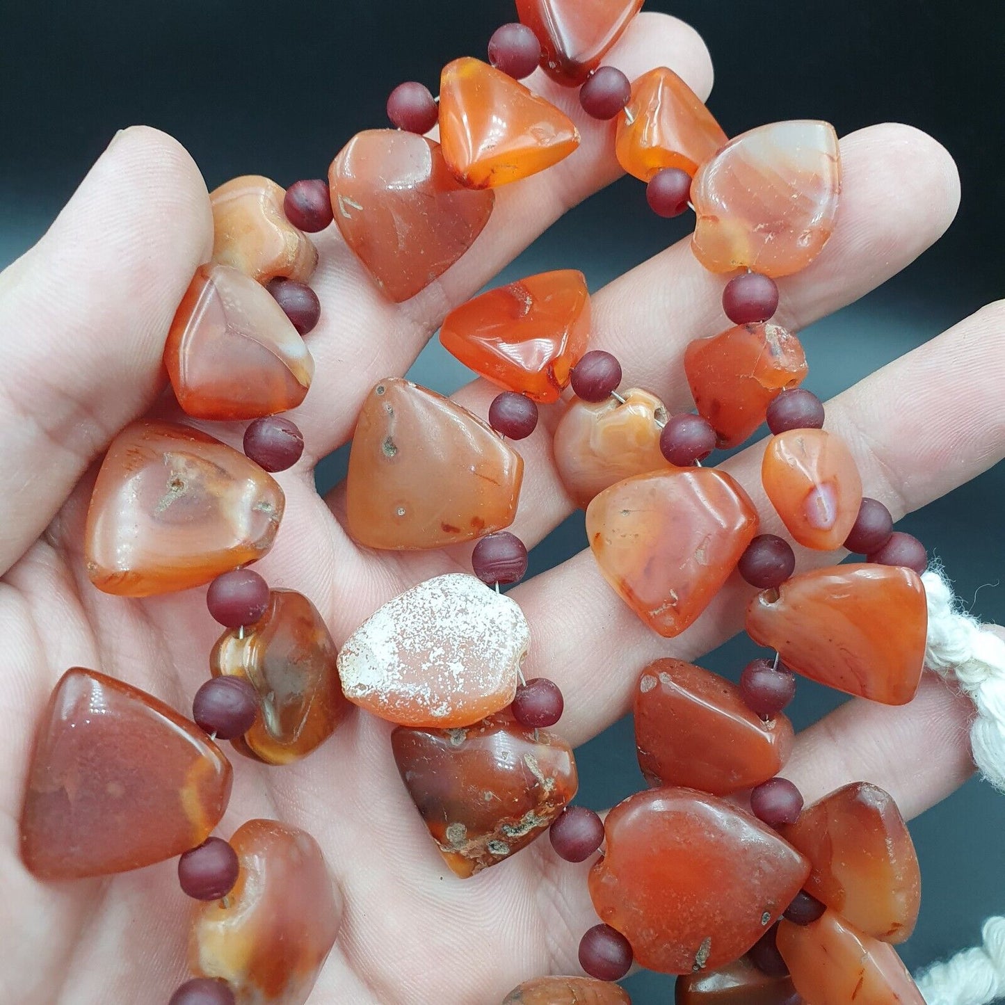 Antike 33 Achat-Anhänger, afrikanische Karneol-Perlen, Amulett-Anhänger-Halskette
