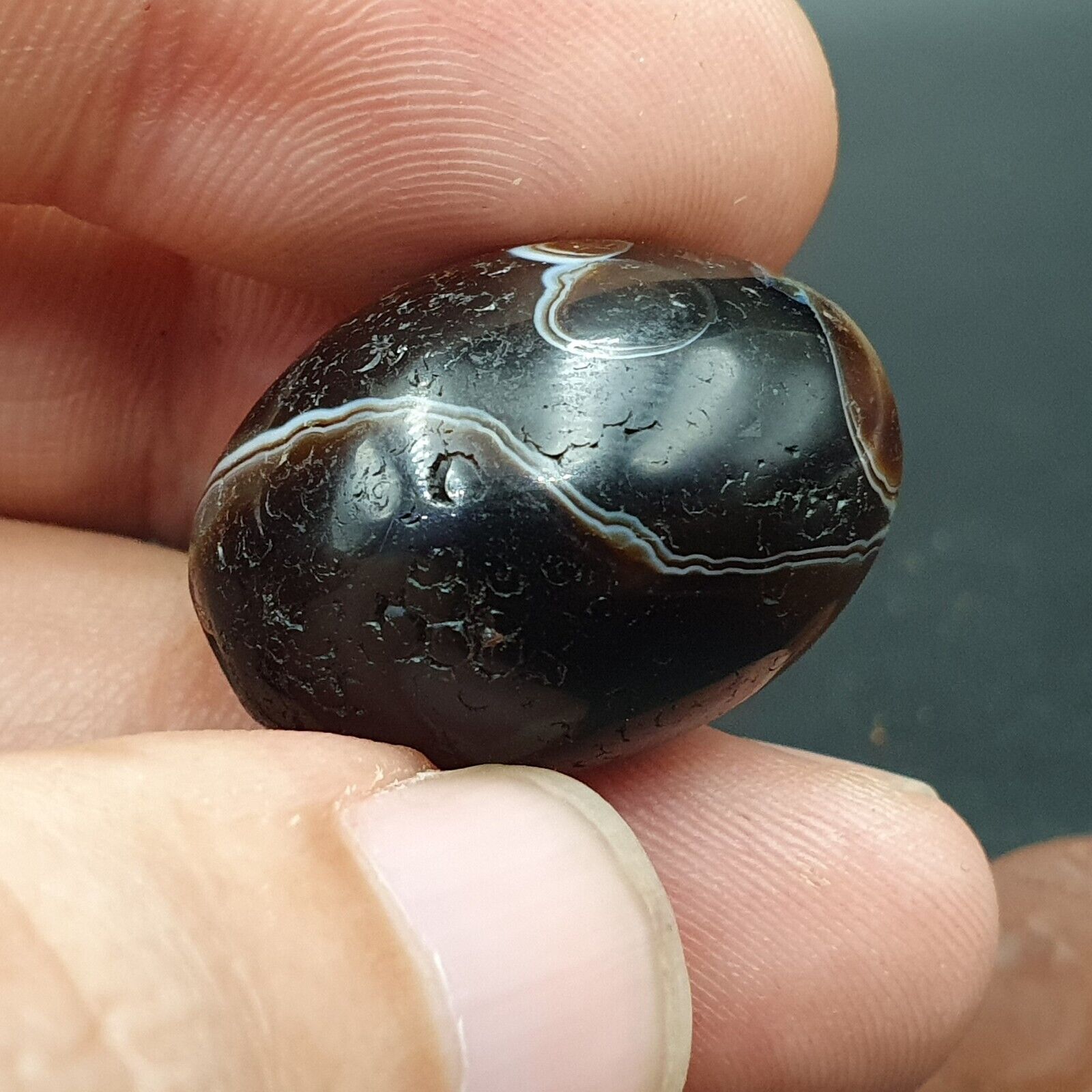 Ancient Antique Agate Suleimani Bead Pure Patterns Amulet Religious Antiquities