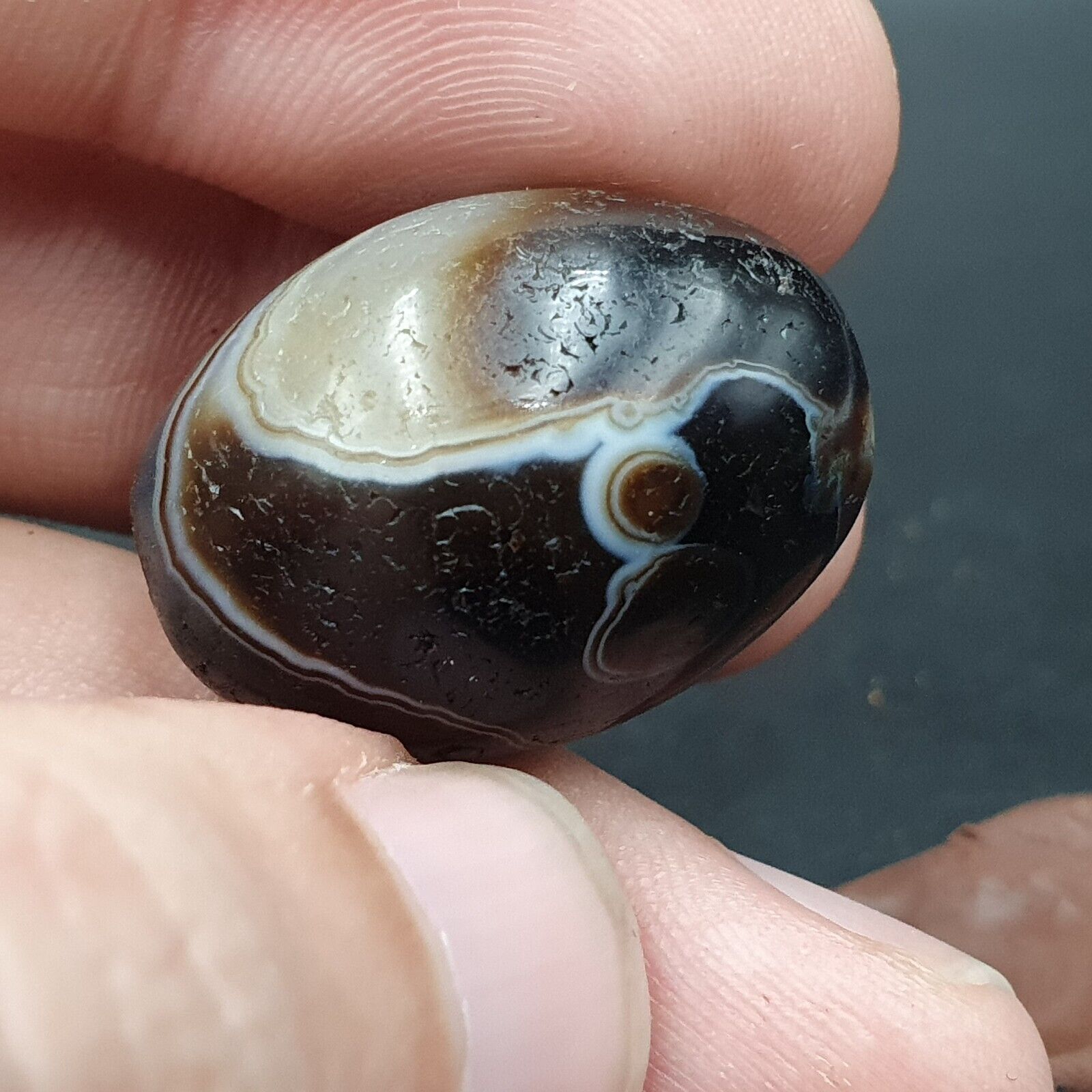 Ancient Antique Agate Suleimani Bead Pure Patterns Amulet Religious Antiquities