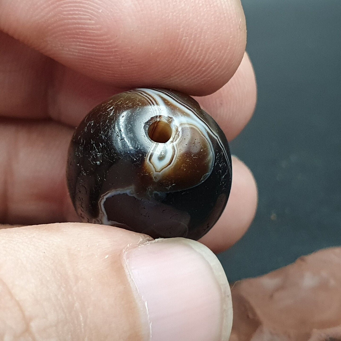 Antike antike Achat-Suleimani-Perle, reine Muster, Amulett, religiöse Antiquitäten