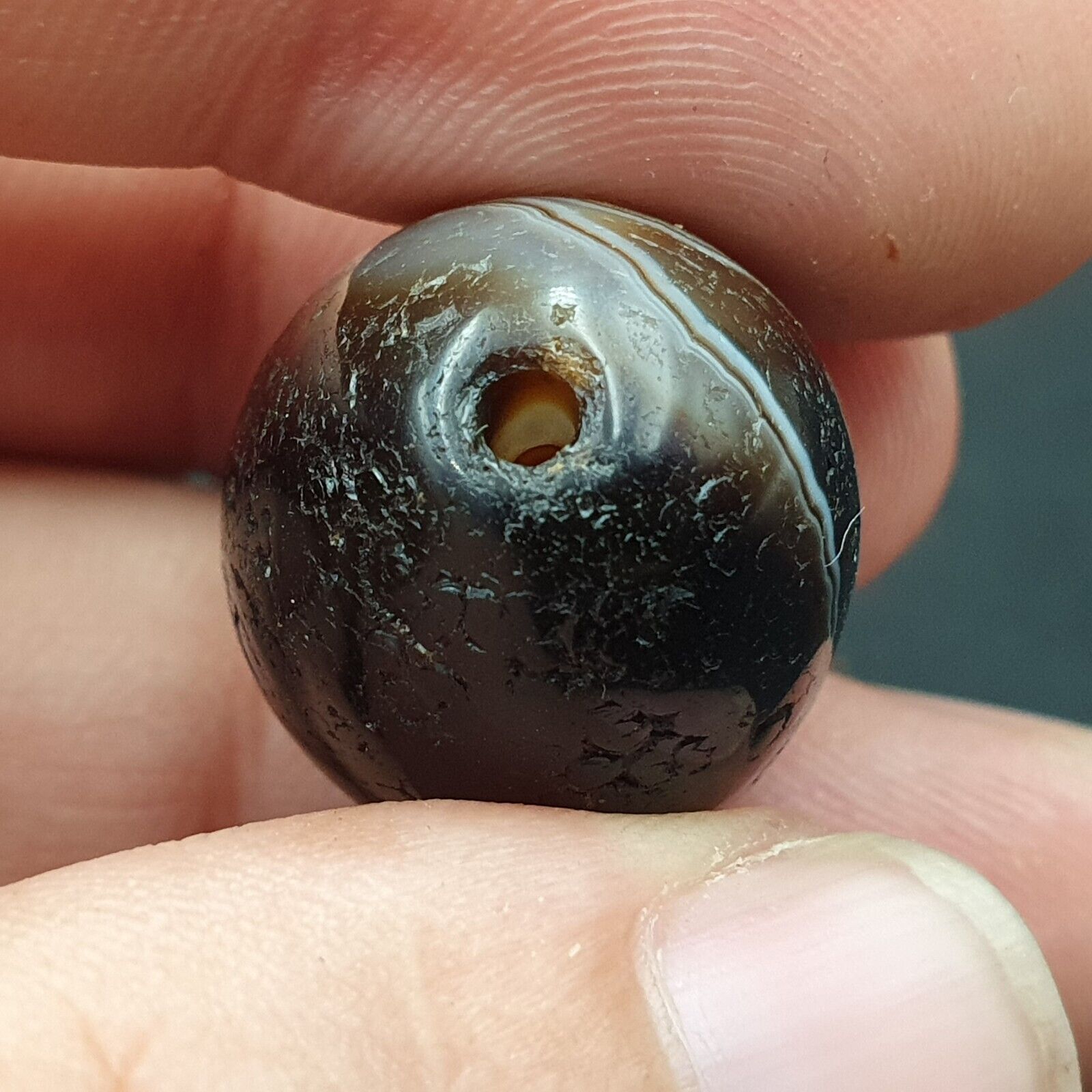 Ancient Antique Agate Suleimani Bead Pure Patterns Amulet Religious Antiquities