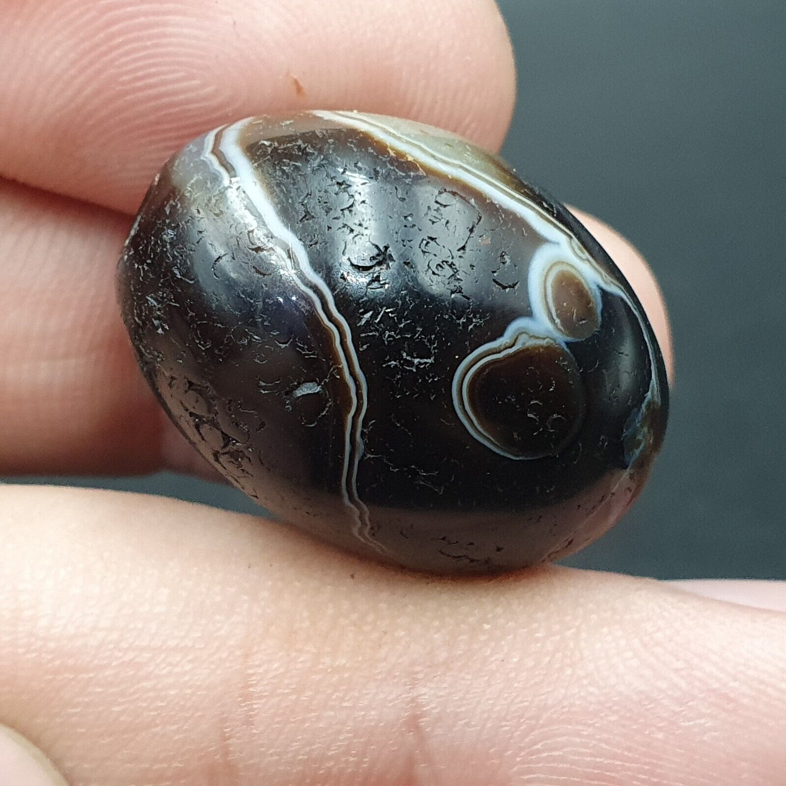 Ancient Antique Agate Suleimani Bead Pure Patterns Amulet Religious Antiquities