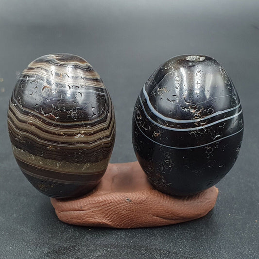 2Ancient Antique Agate Suleimani Bead Pure Patterns Amulet Religious Antiquities