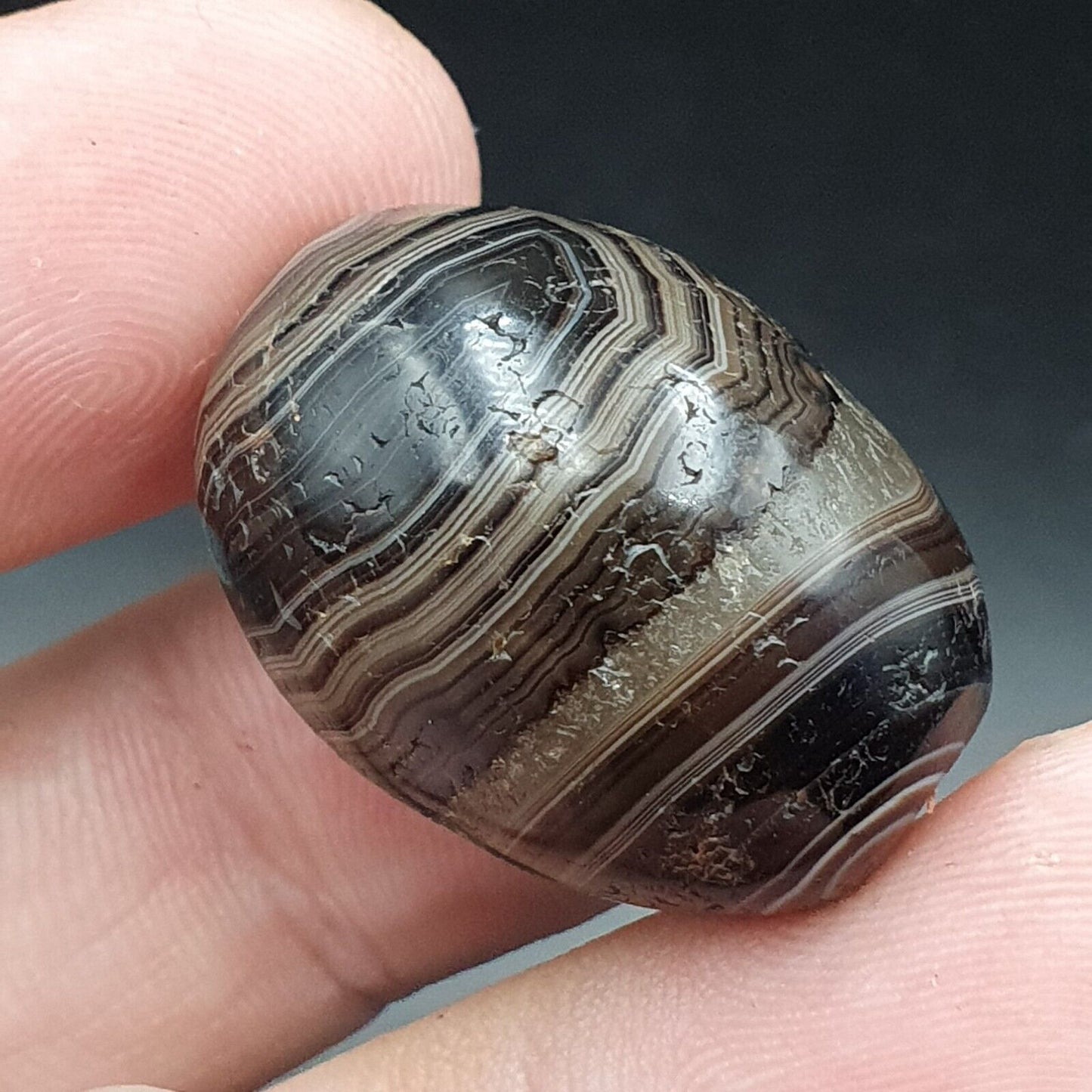 2Ancient Antique Achat Suleimani Bead Pure Patterns Amulett Religiöse Antiquitäten