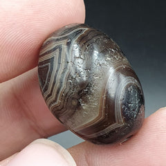 2Ancient Antique Agate Suleimani Bead Pure Patterns Amulet Religious Antiquities