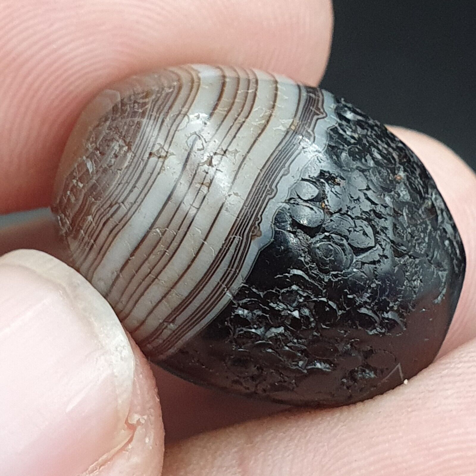 Lot 2 Antique Agate Suleimani Bead Pure Patterns Amulet Religious Antiquities