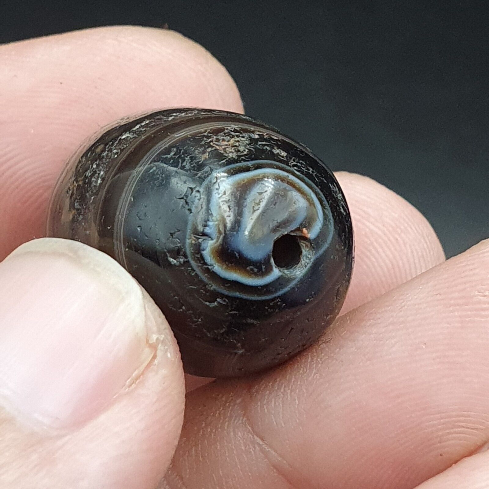 2Ancient Antique Agate Suleimani Bead Pure Patterns Amulet Religious Antiquities