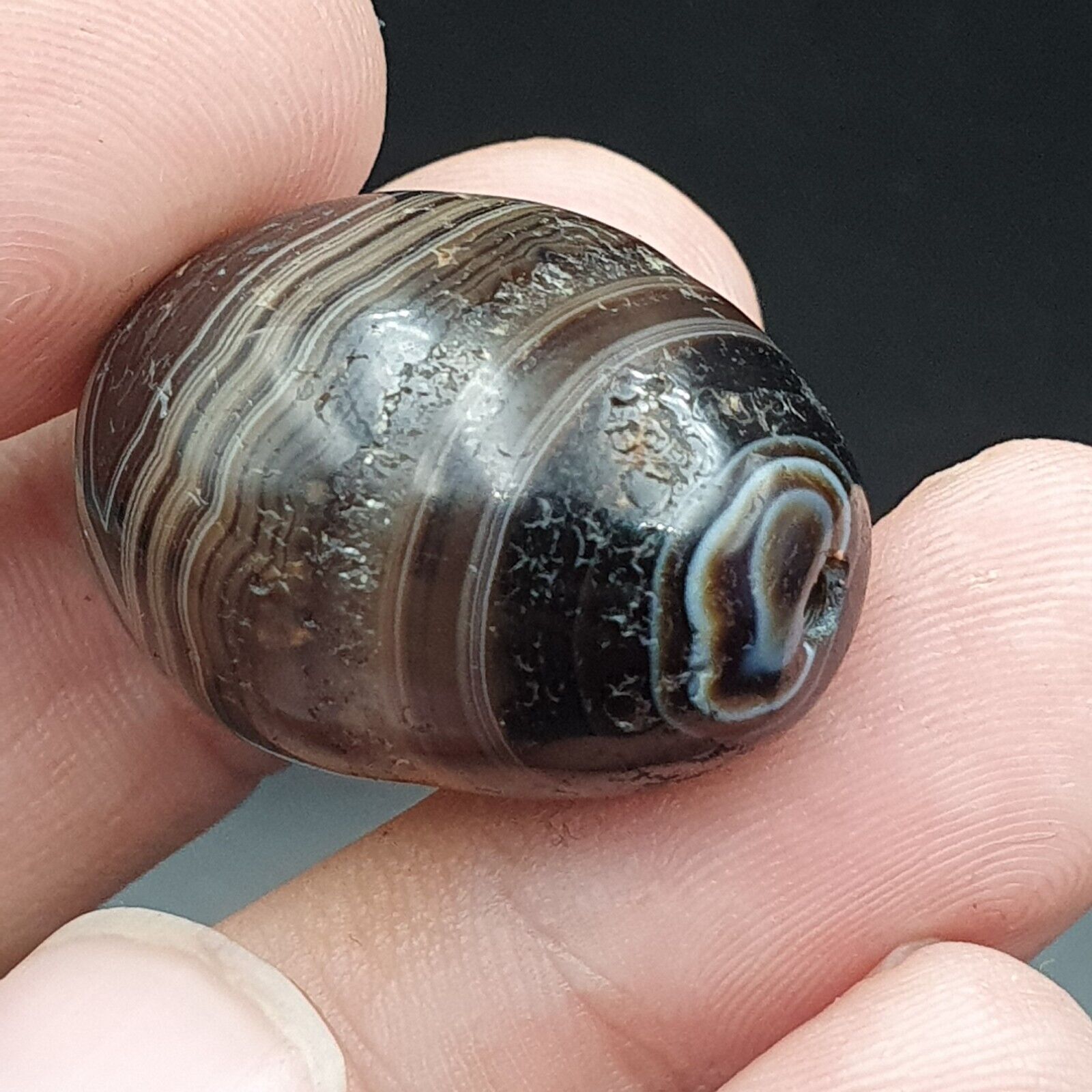 2Ancient Antique Agate Suleimani Bead Pure Patterns Amulet Religious Antiquities