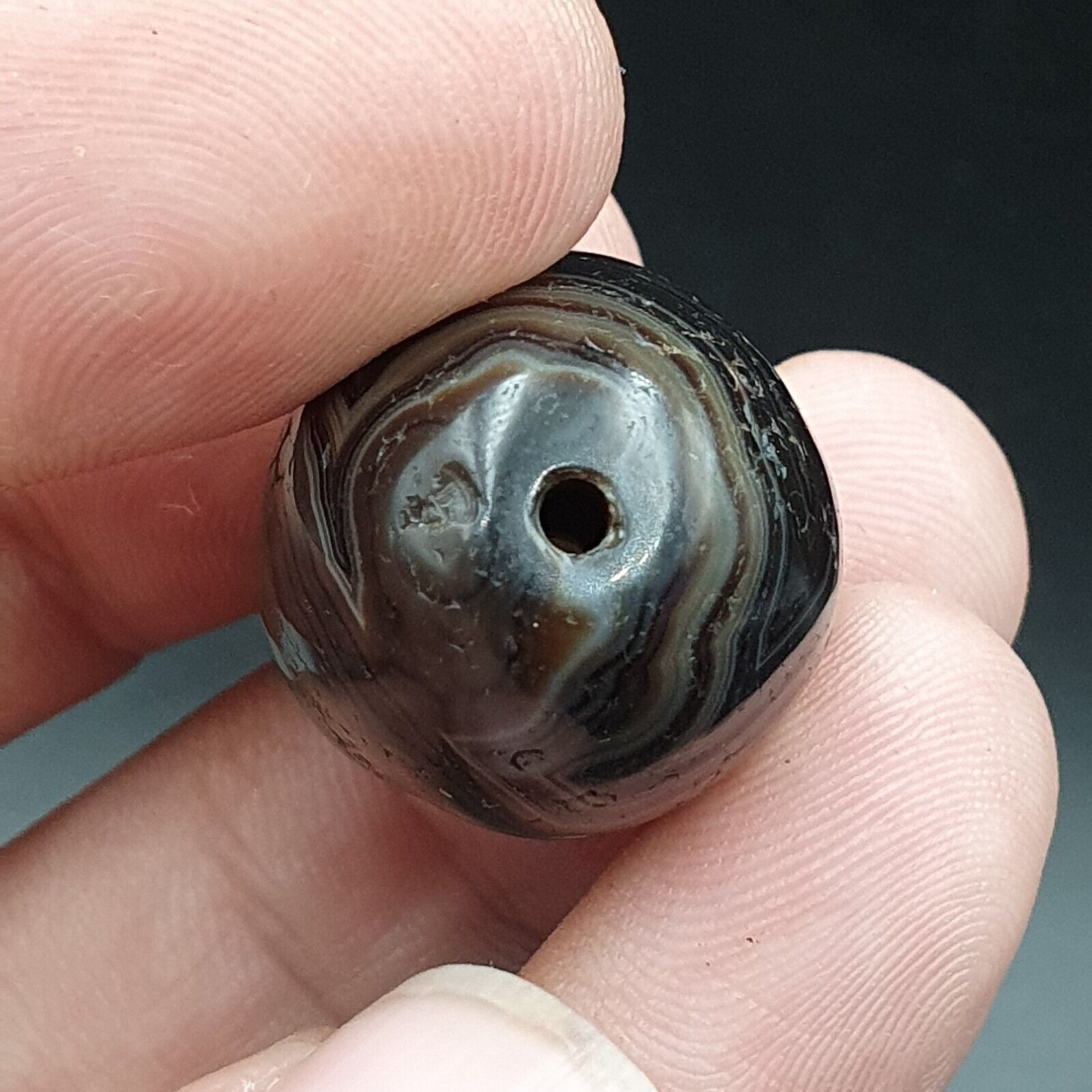 2Ancient Antique Agate Suleimani Bead Pure Patterns Amulet Religious Antiquities