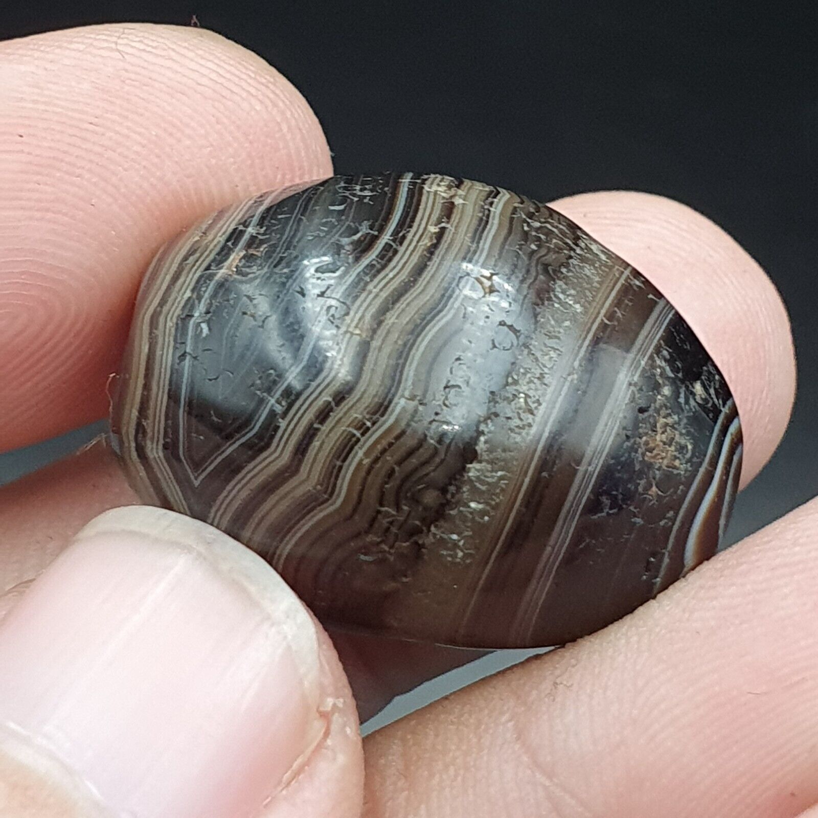 2Ancient Antique Agate Suleimani Bead Pure Patterns Amulet Religious Antiquities