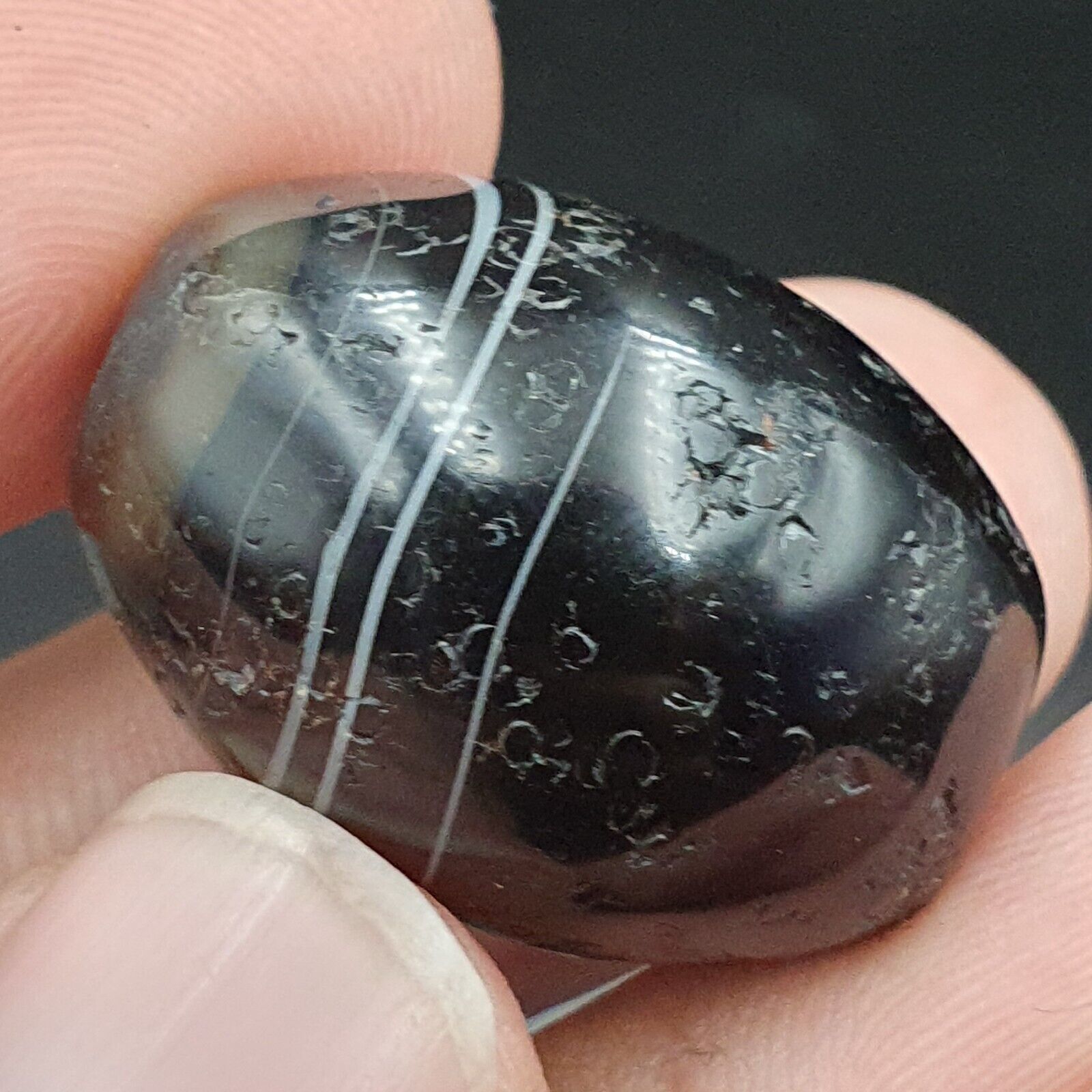 2Ancient Antique Agate Suleimani Bead Pure Patterns Amulet Religious Antiquities