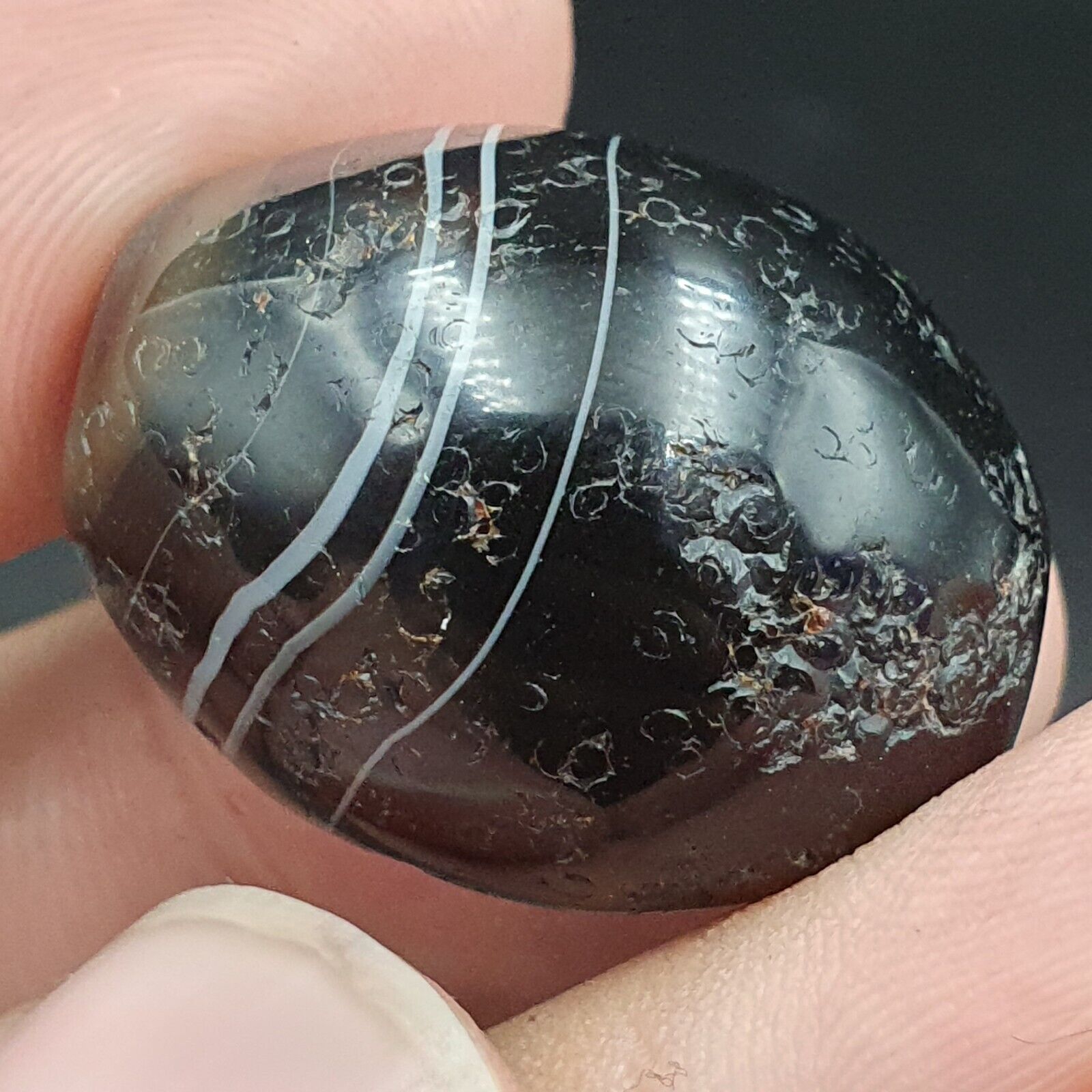 2Ancient Antique Agate Suleimani Bead Pure Patterns Amulet Religious Antiquities