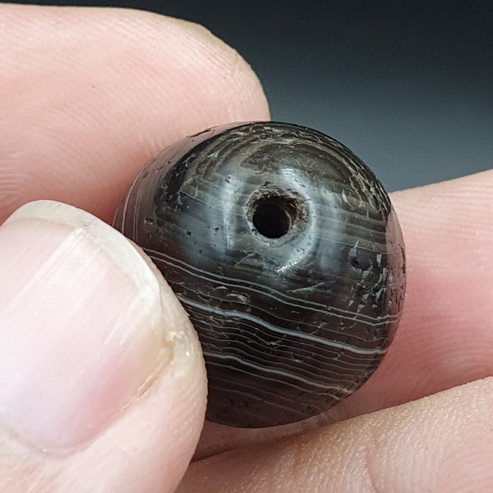 Lot 2 Antique Agate Suleimani Bead Pure Patterns Amulet Religious Antiquities