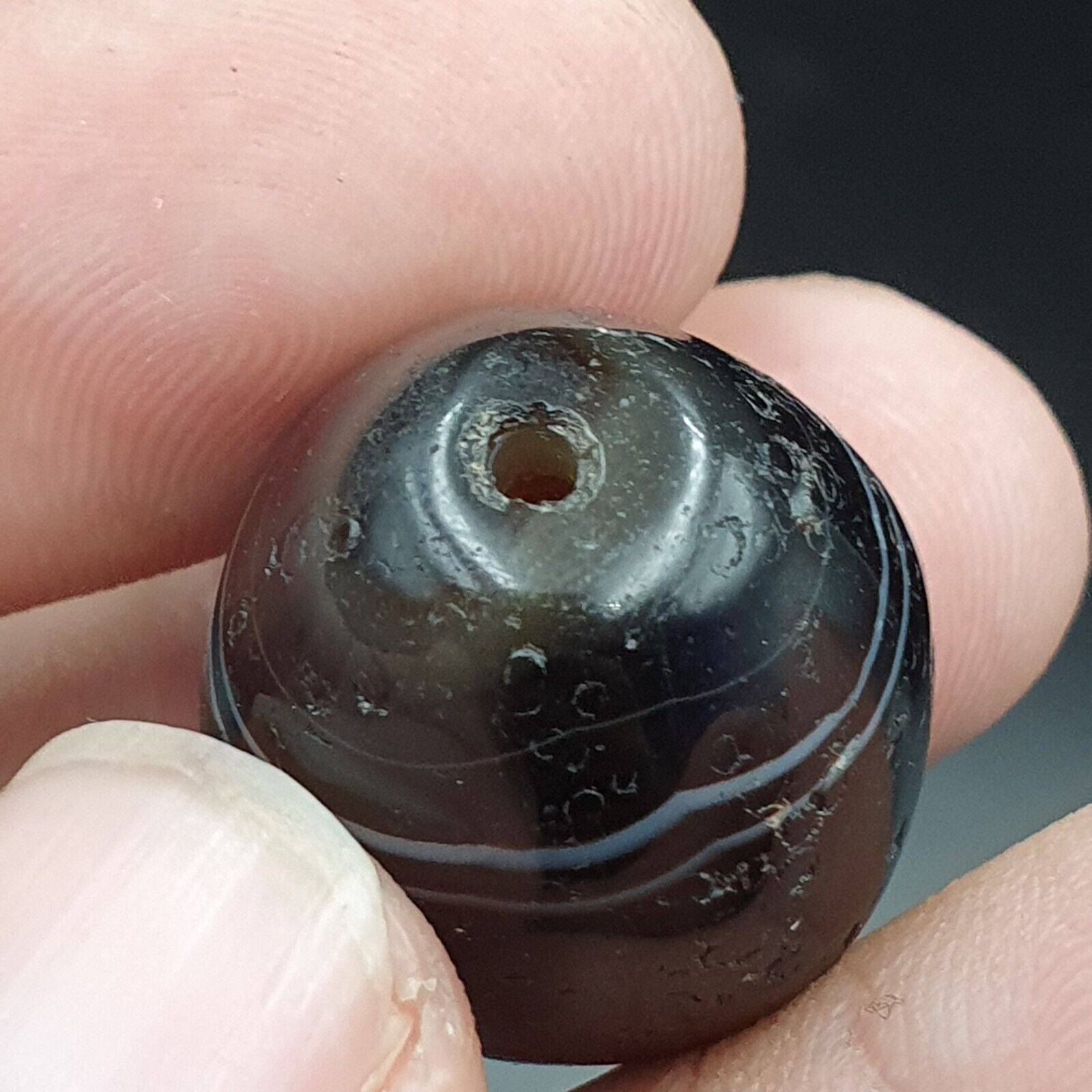 2Ancient Antique Agate Suleimani Bead Pure Patterns Amulet Religious Antiquities