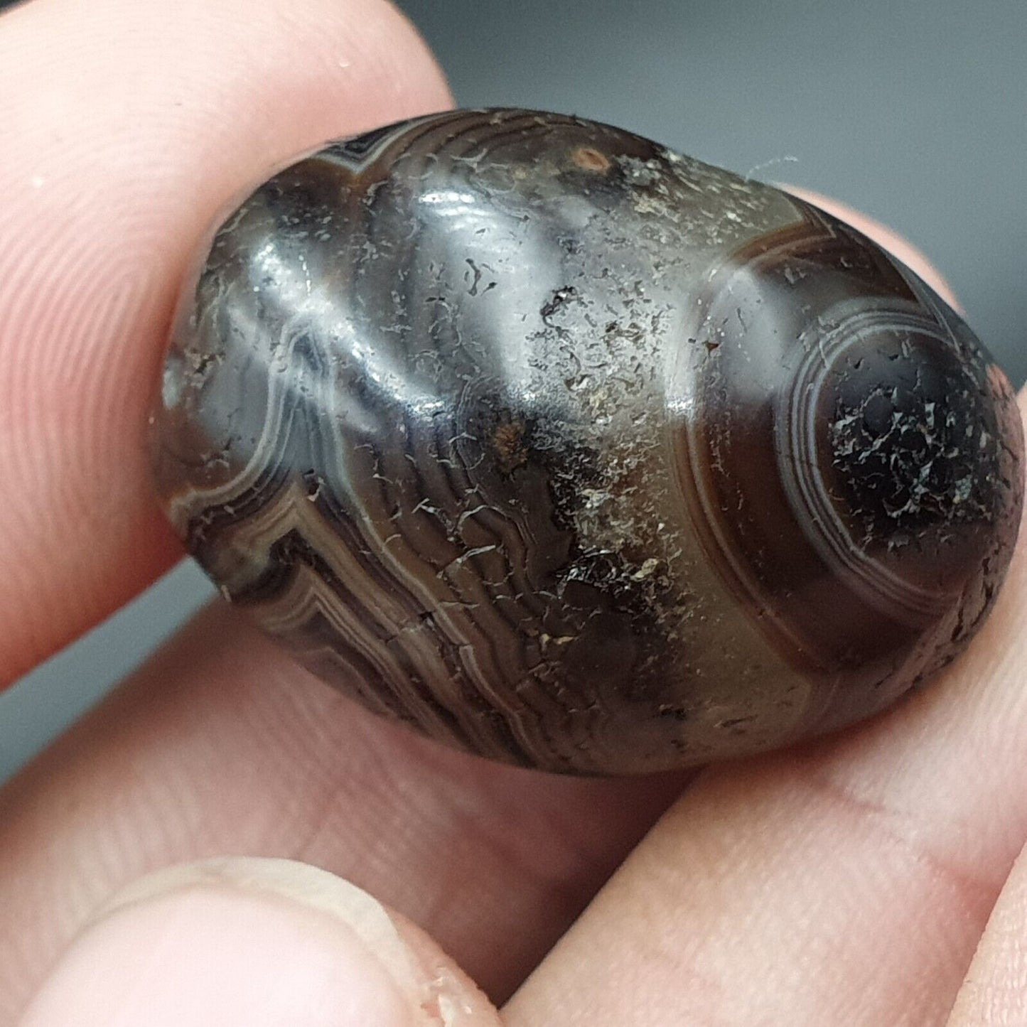 Antike antike Achat-Suleimani-Perle, reine Muster, Amulett, religiöse Antiquitäten