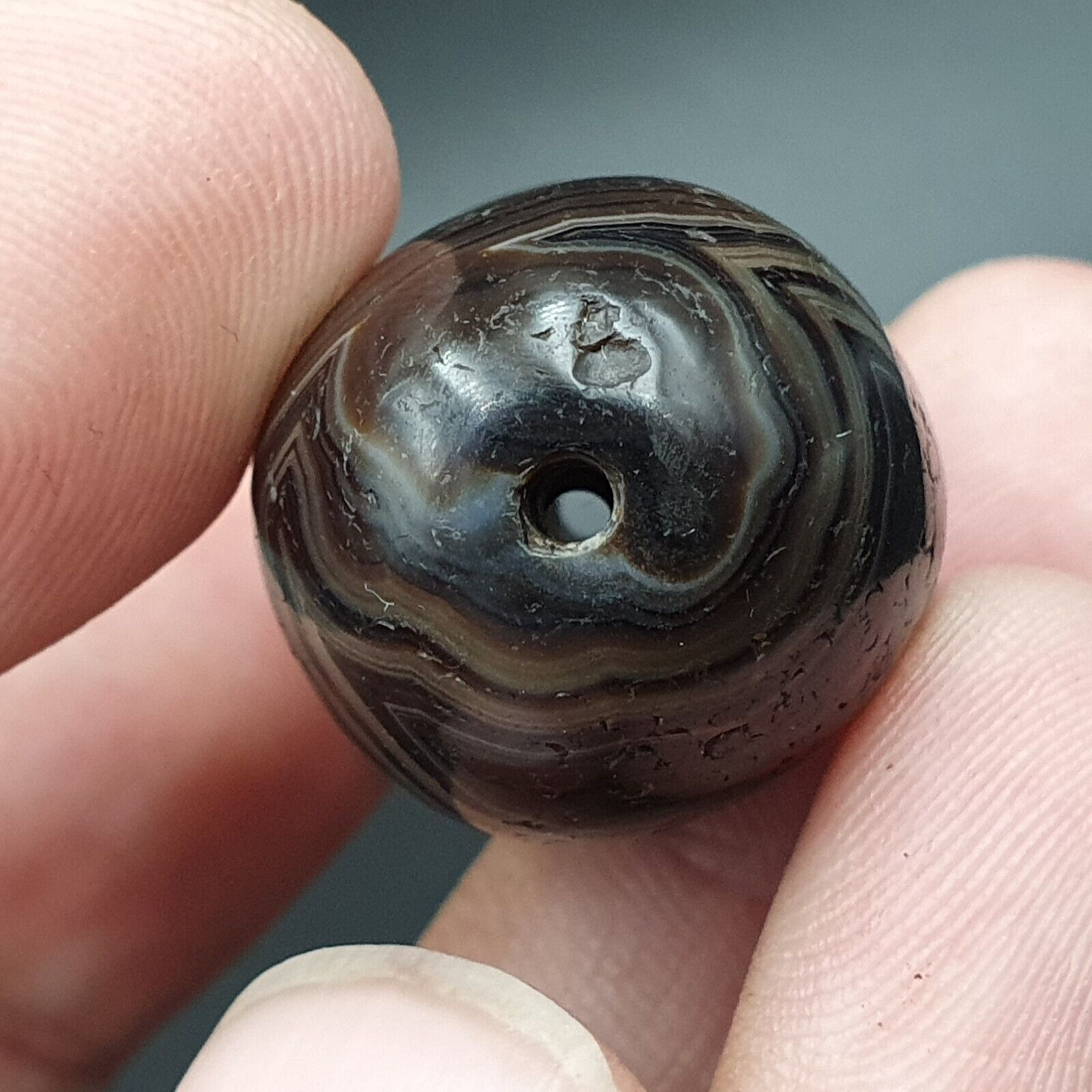 Ancient Antique Agate Suleimani Bead Pure Patterns Amulet Religious Antiquities