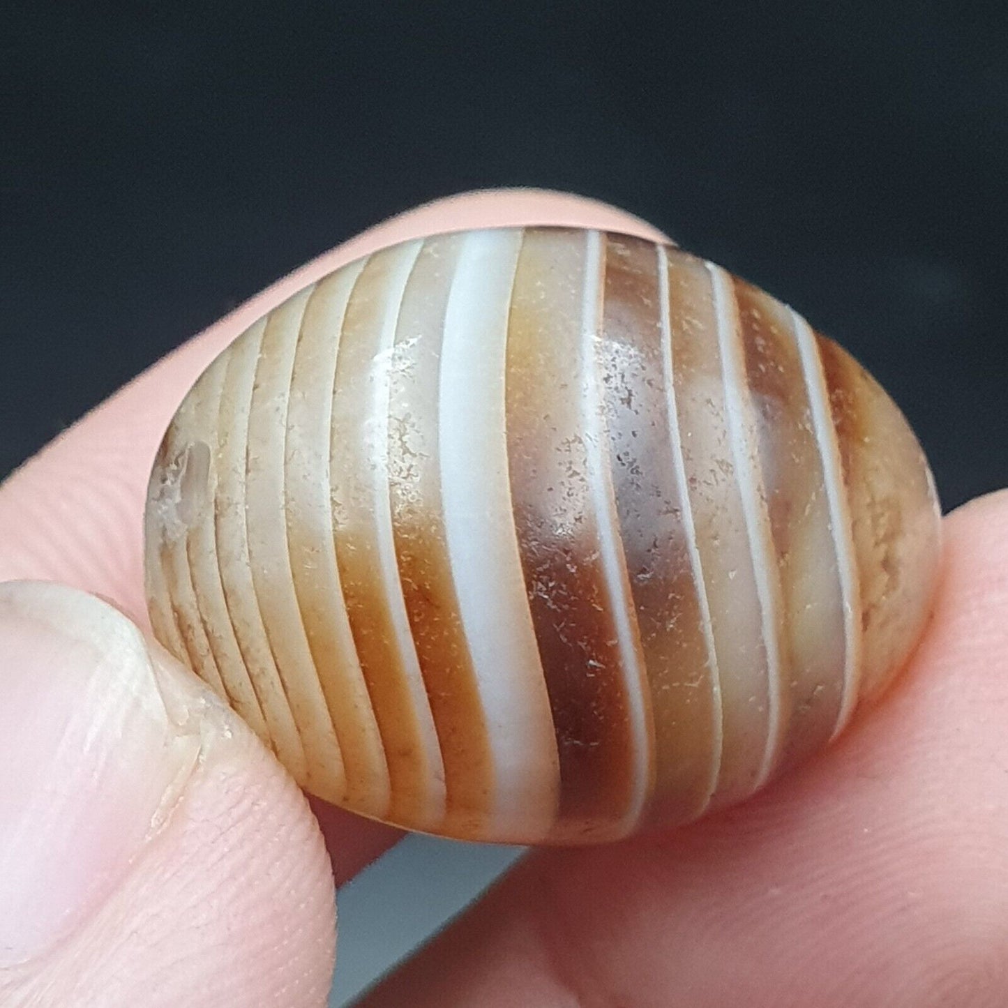 Los 3 Suleimani alte Perlen-Achat-Amulett mit reinen Mustern, religiöse Antiquitäten