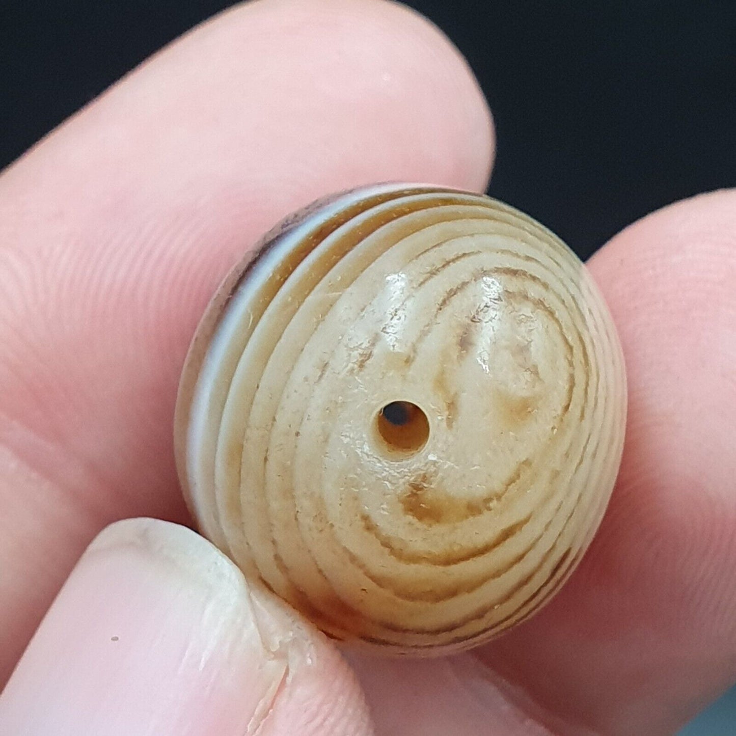 Los 3 Suleimani alte Perlen-Achat-Amulett mit reinen Mustern, religiöse Antiquitäten