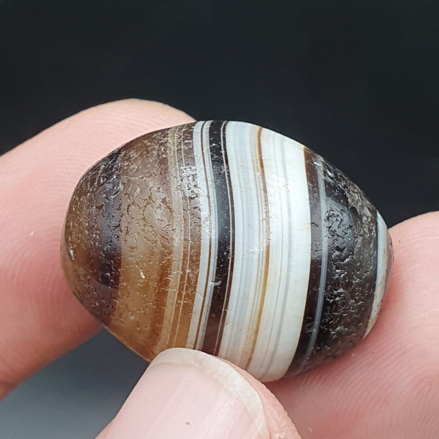 Los 3 Suleimani alte Perlen-Achat-Amulett mit reinen Mustern, religiöse Antiquitäten