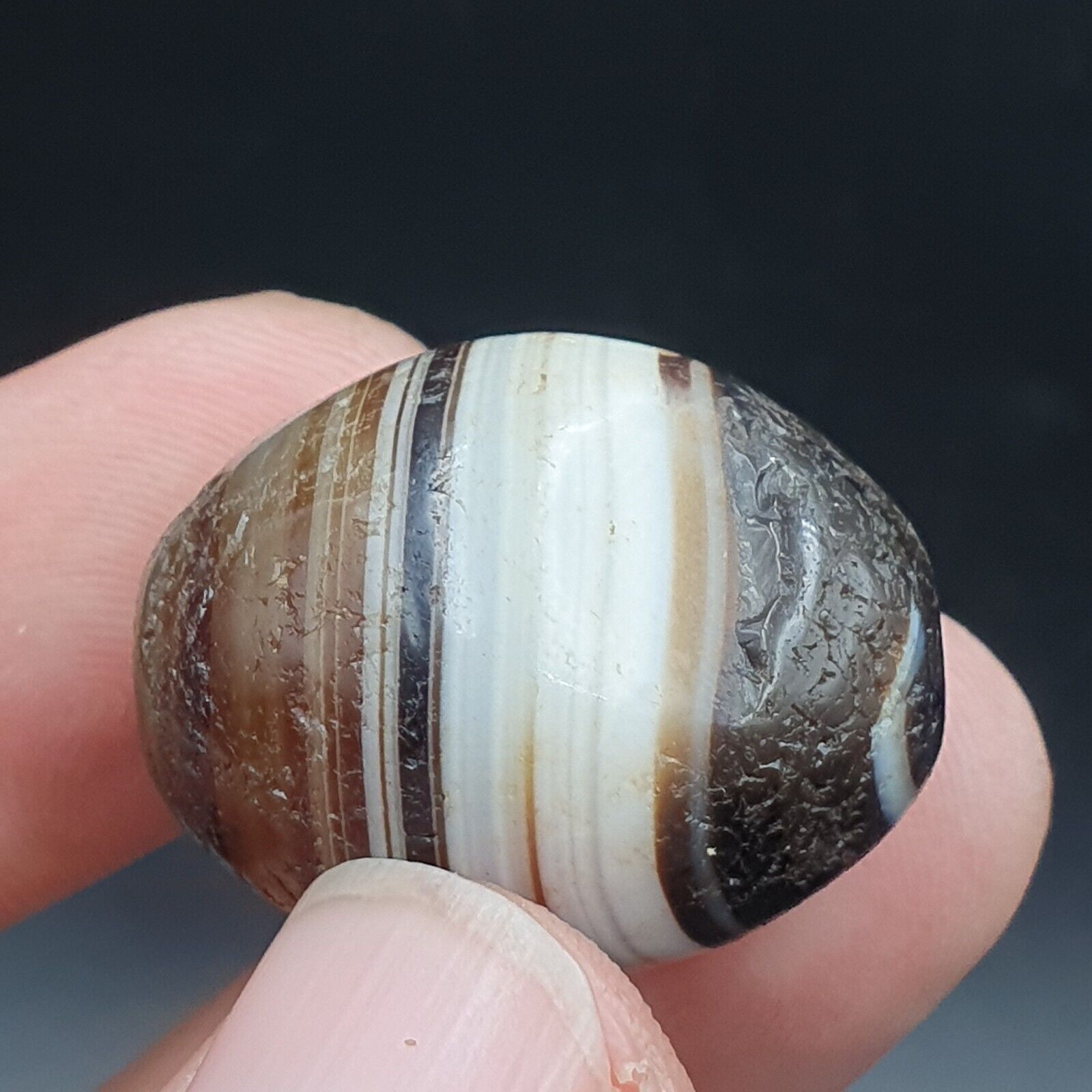 Lot 3 Suleimani Old Bead Pure Patterns Agate Amulet Religious Antiquities