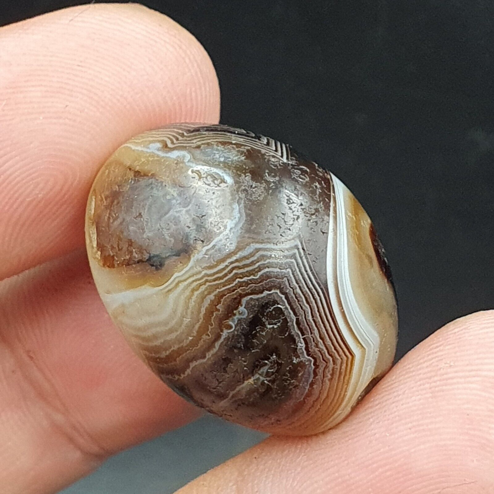 Ancient Antique Agate Suleimani Bead Pure Patterns Amulet Religious Antiquities