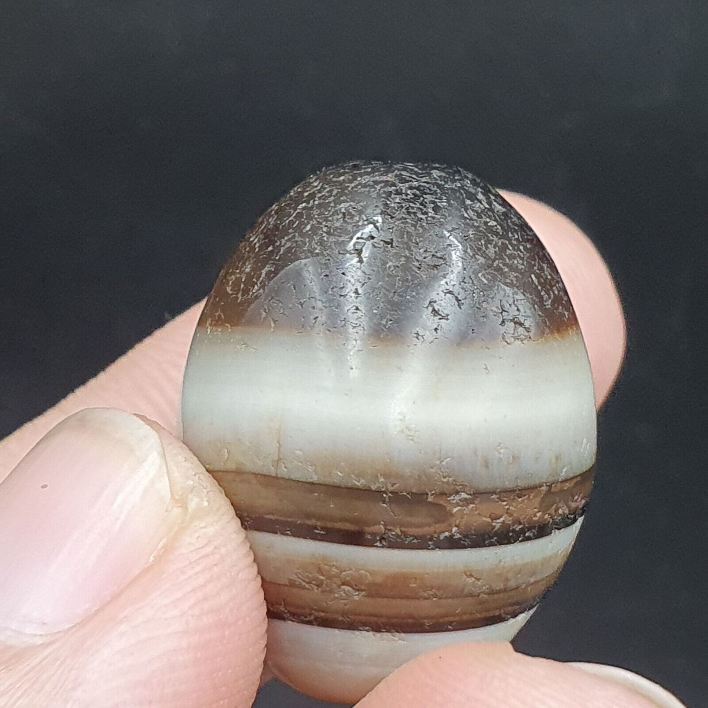 Los 3 Suleimani alte Perlen-Achat-Amulett mit reinen Mustern, religiöse Antiquitäten