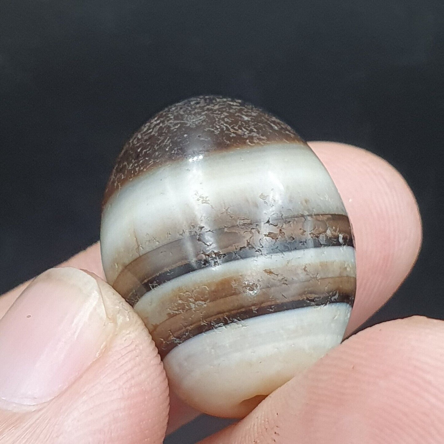 Los 3 Suleimani alte Perlen-Achat-Amulett mit reinen Mustern, religiöse Antiquitäten