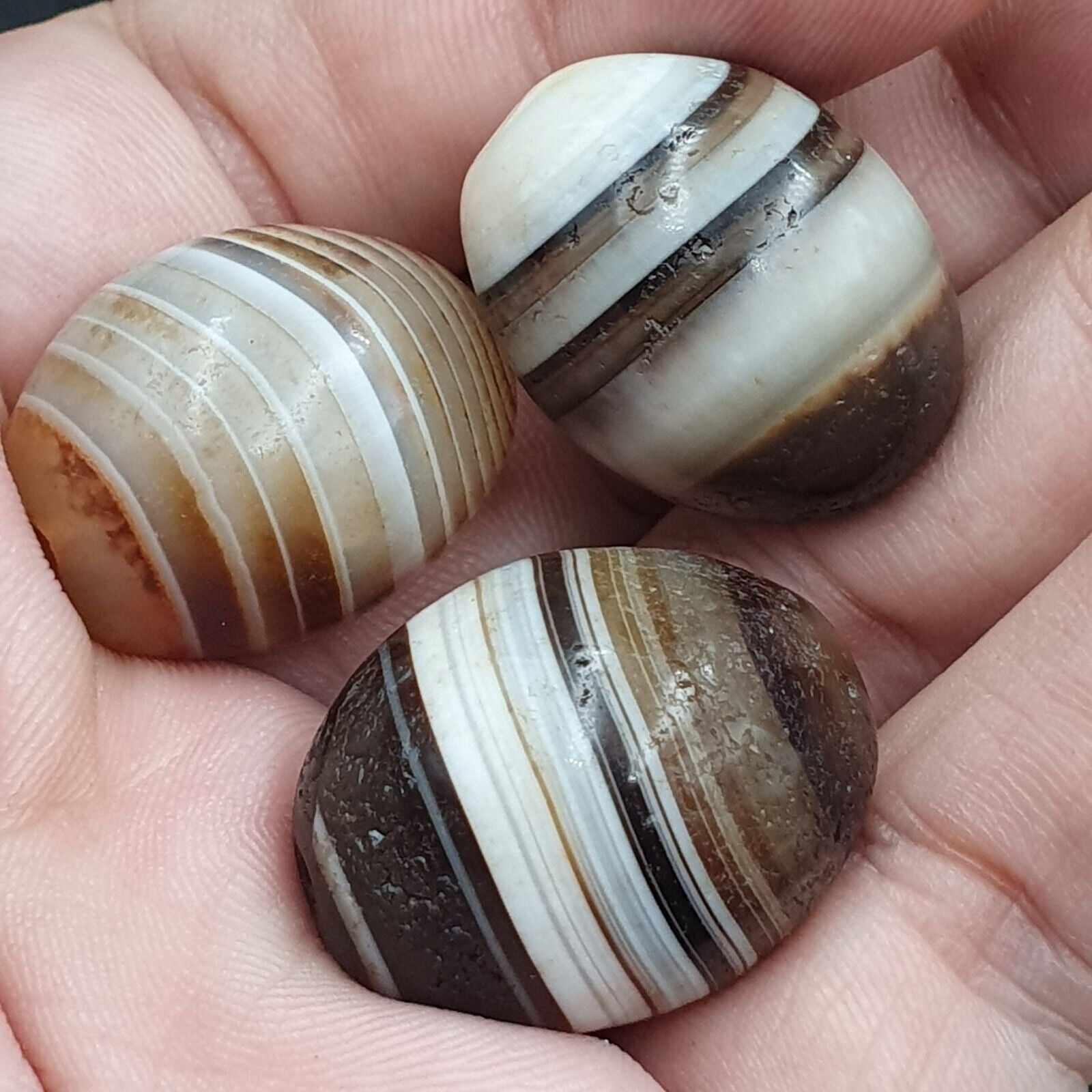 Lot 3 Suleimani Old Bead Pure Patterns Agate Amulet Religious Antiquities