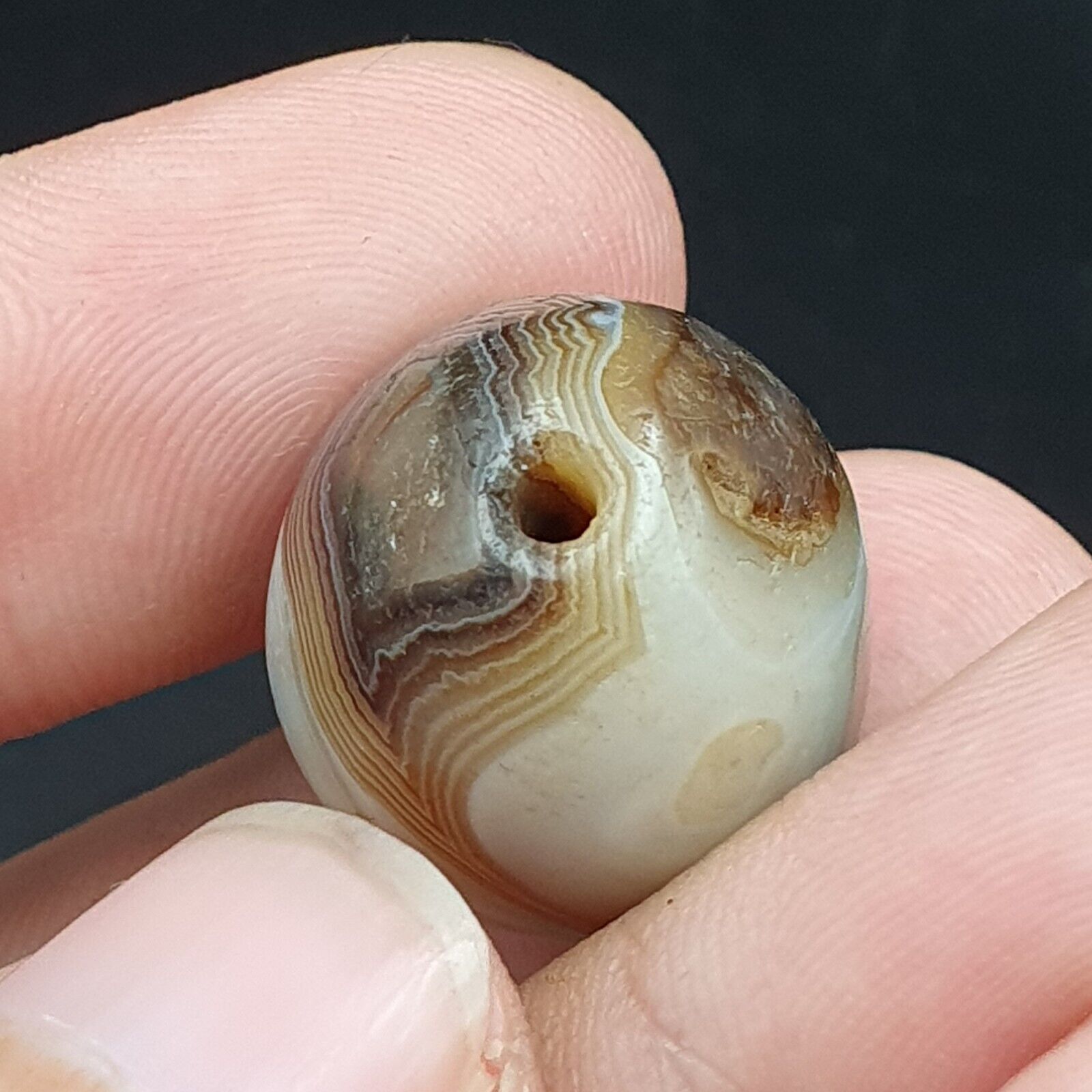 Ancient Antique Agate Suleimani Bead Pure Patterns Amulet Religious Antiquities