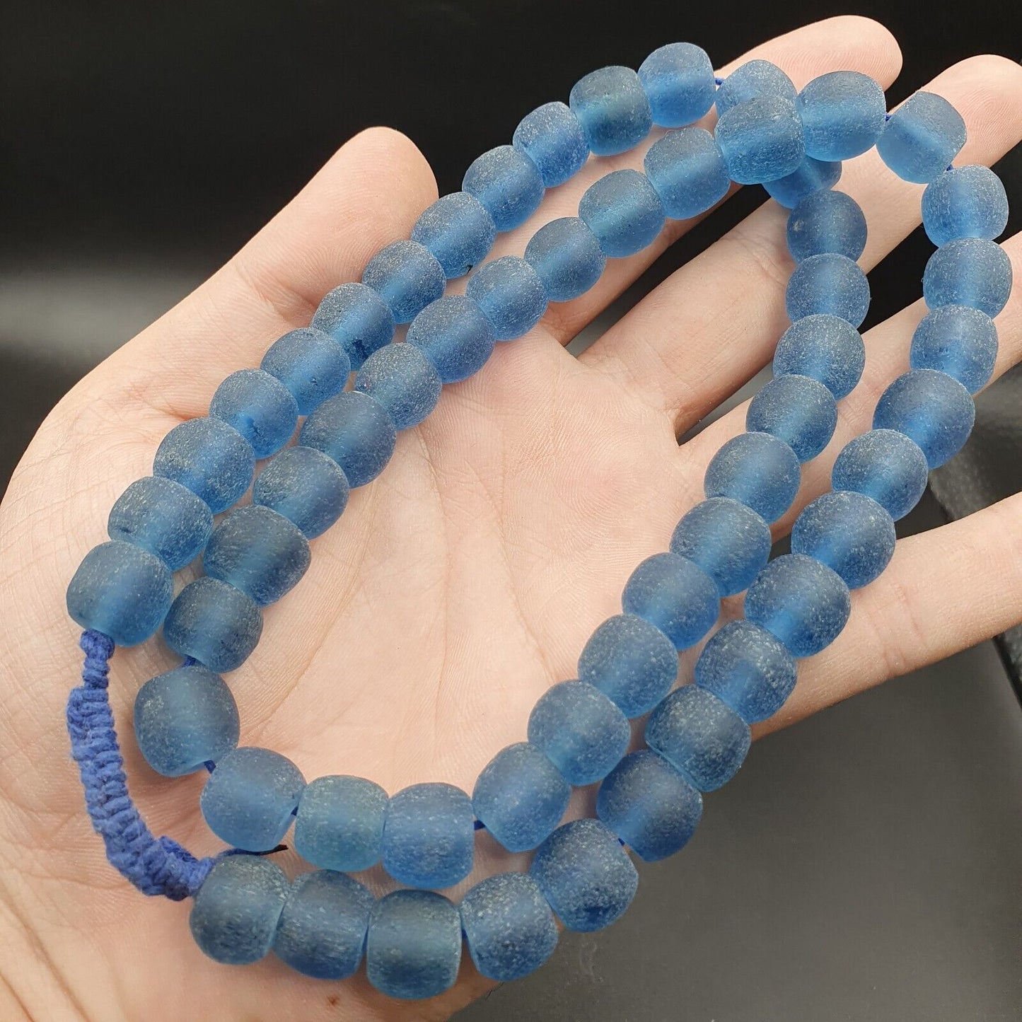 WUNDERSCHÖNE ALTE AFRIKANISCHE Blaue GLAS Vintage Perlen 12mm lange Stränge