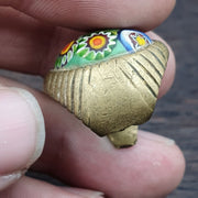 Antikes Vintage altes GABRI Mosaikglas mit schönem Muster Messingring