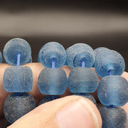 East Oasis Old African Blue Glass Trade Beads - Rare Vintage 12mm Long Strand