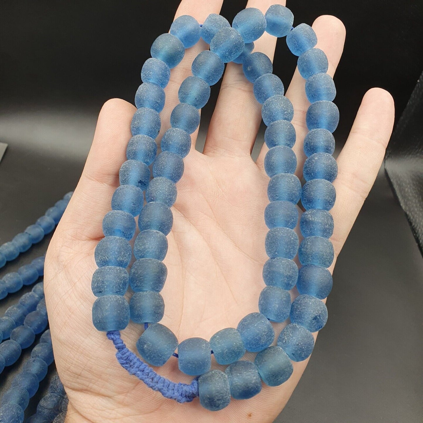 WUNDERSCHÖNE ALTE AFRIKANISCHE Blaue GLAS Vintage Perlen 12mm lange Stränge