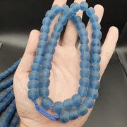 East Oasis Old African Blue Glass Trade Beads - Rare Vintage 12mm Long Strand