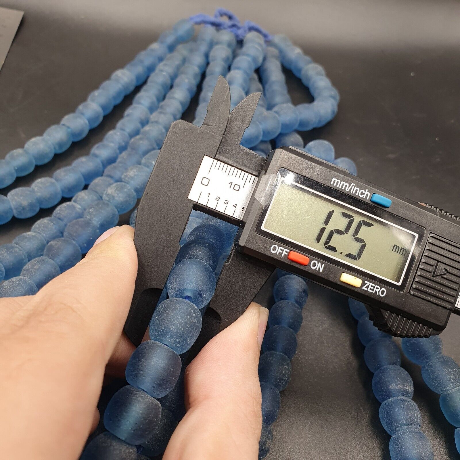 BEAUTIFUL OLD AFRICAN Blue GLASS Vintage Beads 12mm Long Strands