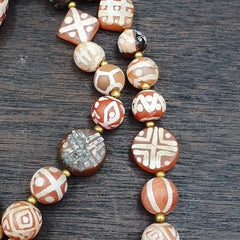 Antique HIMALAYAN Indo Tibetan Central Asian Etched Agate beads Necklace 5ED-A-