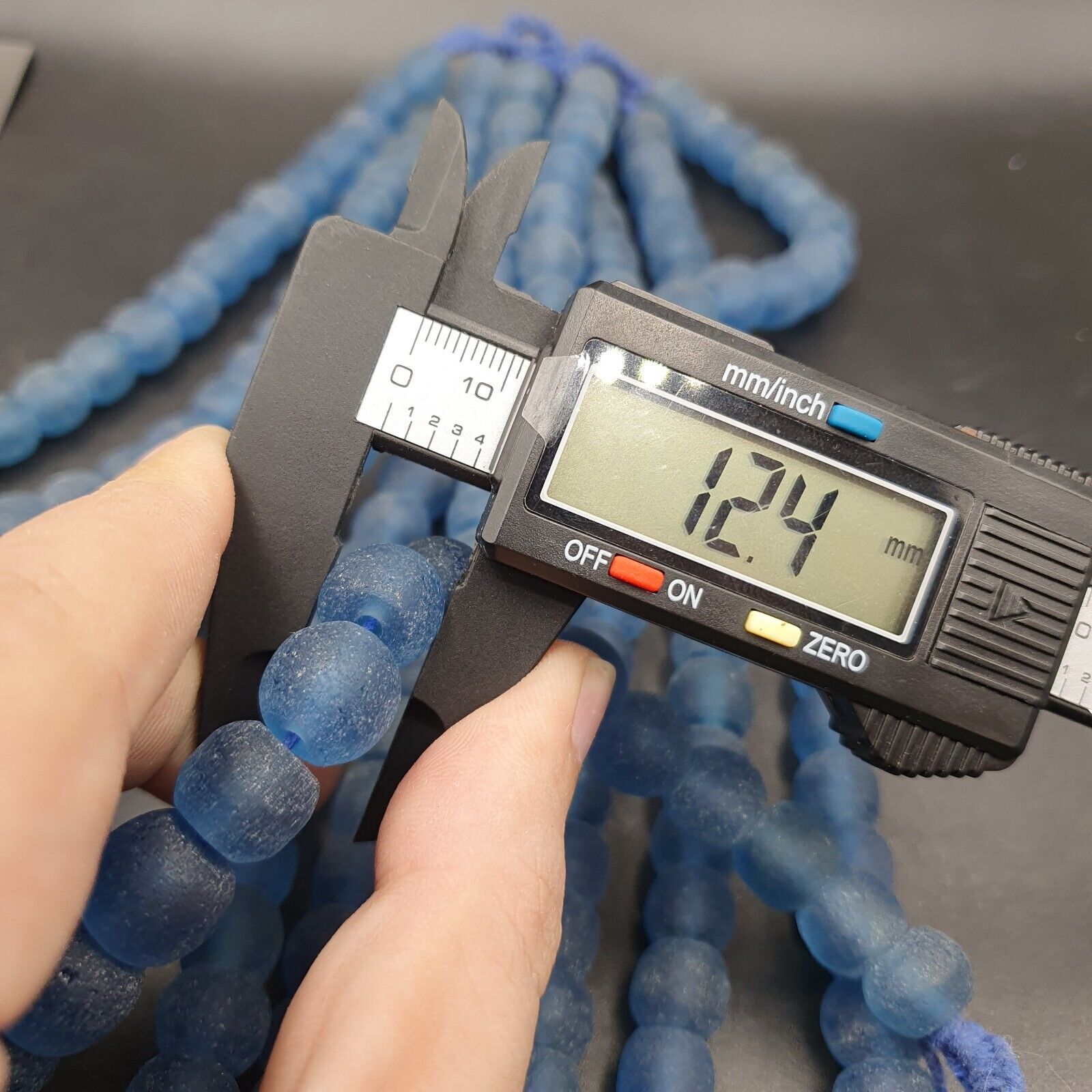 BEAUTIFUL OLD AFRICAN Blue GLASS Vintage Beads 12mm Long Strands