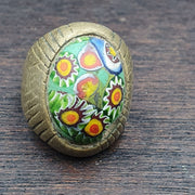 Antikes Vintage altes GABRI Mosaikglas mit schönem Muster Messingring