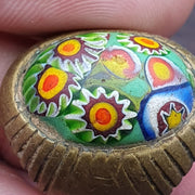 Antikes Vintage altes GABRI Mosaikglas mit schönem Muster Messingring