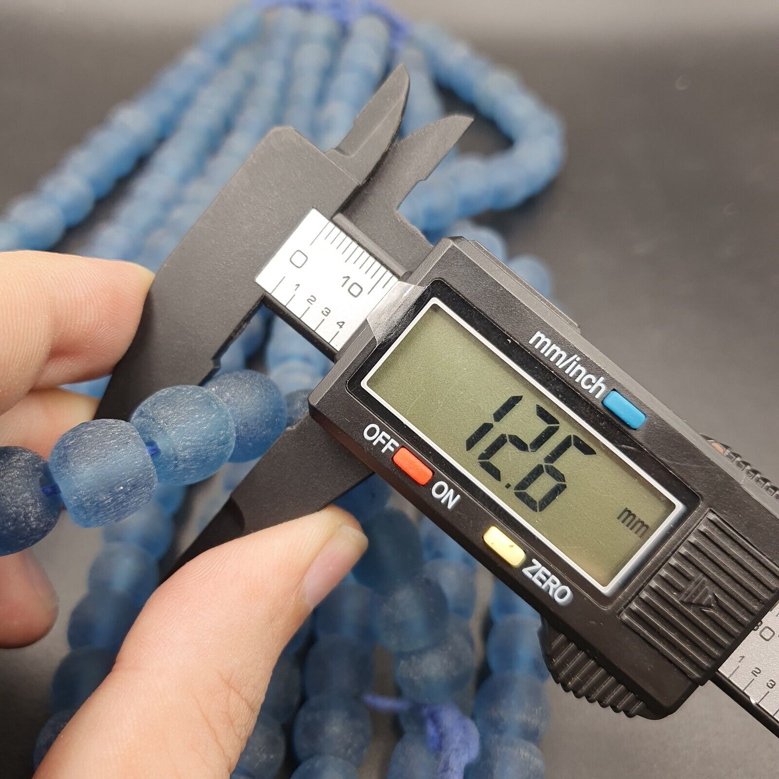 BEAUTIFUL OLD AFRICAN Blue GLASS Vintage Beads 12mm Long Strands