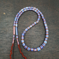 Vintage Old Blue Chevron beads Old Ventian Glass Chevron Beads Necklace