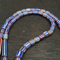 Vintage Old Blue Chevron beads Old Ventian Glass Chevron Beads Necklace